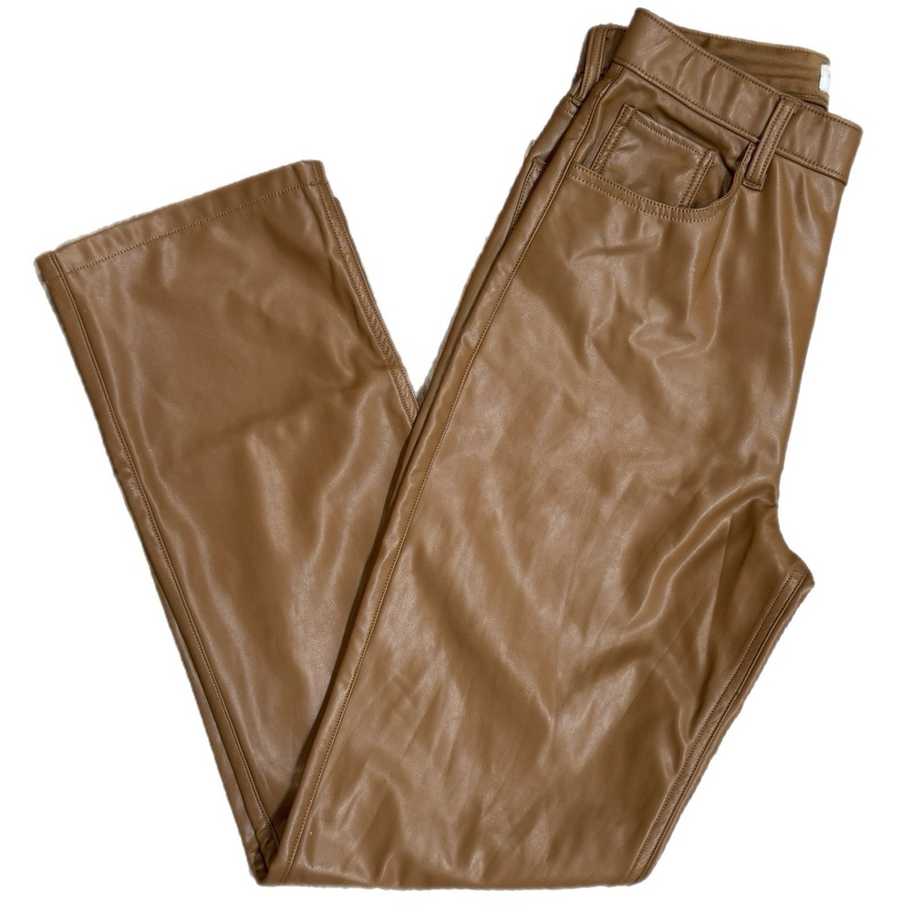 Abercrombie & Fitch 90s Straight Ultra High Rise Faux Leather Pants Brown 28/6